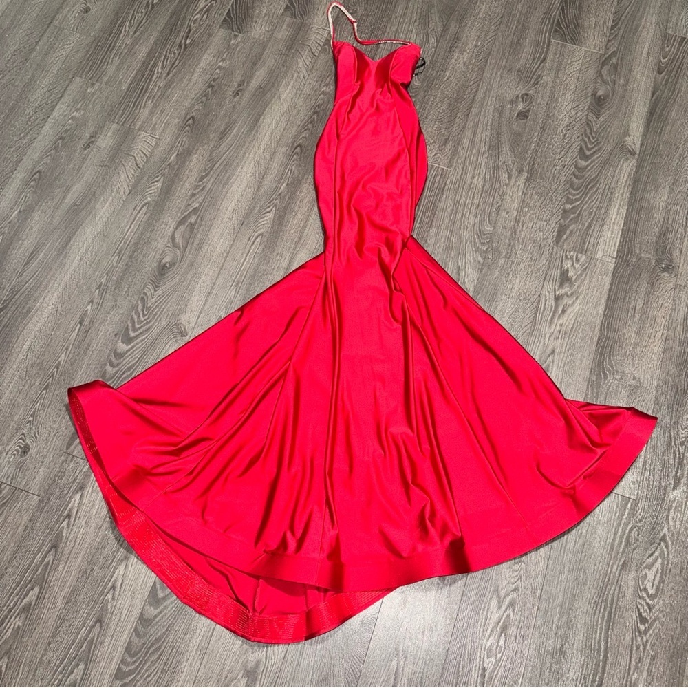 Elegant Floor Length Formal Evening Gown Prom Dress Red Size XS Rhinestones - Picture 8 of 13